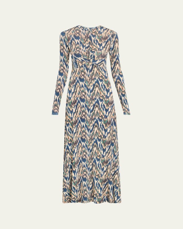 Naia Long-Sleeve Ruched Midi Dress